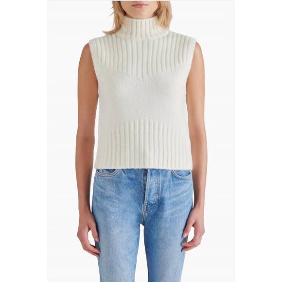 NEW STEVE MADDEN serin sleeveless turtleneck sweater in cream - Picture 1 of 3